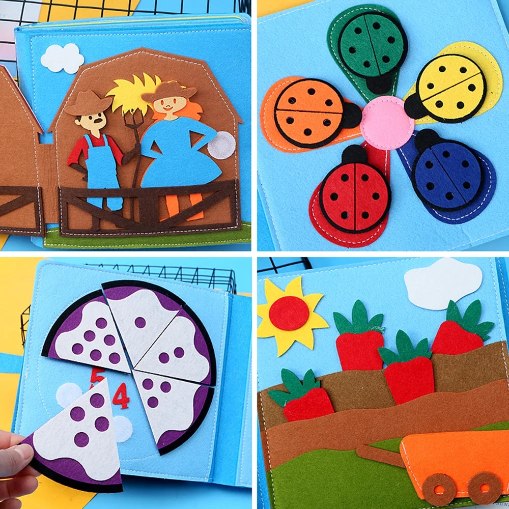 Montessori Busy Book Busy Board Toddlers Felt Quiet Book 3D Activities Cloth Story Book My Preschool Learning Education Toys for Baby Boys Girls 2 3 4 5 6 Years Old Farm Barn Autism Sensory Gifts