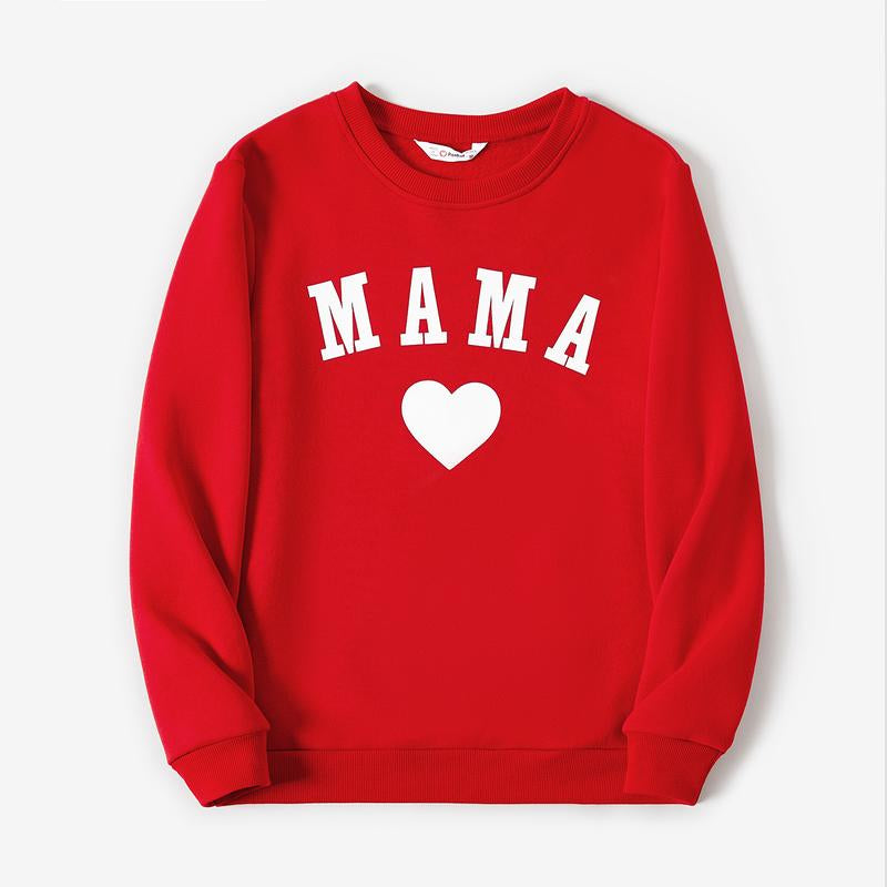 Patpat Mommy and Daughter Outfits - Mini Me Heart Print Sweatshirts Red