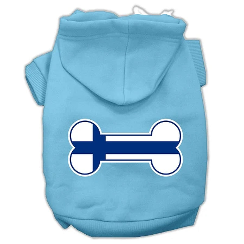 Baby Blue Bone Shaped Finland Flag Small Pet Hoodie