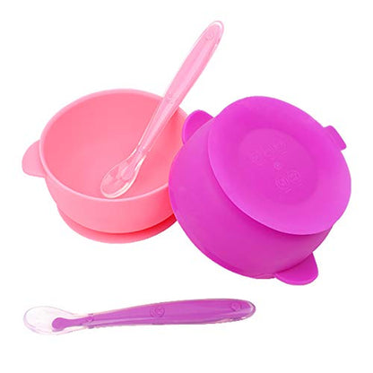 2 Pack Silicone Baby Bowls with Super Suction, Silicone Stay up Food Bowl for Kids and Toddlers with Improved Super Suction Base