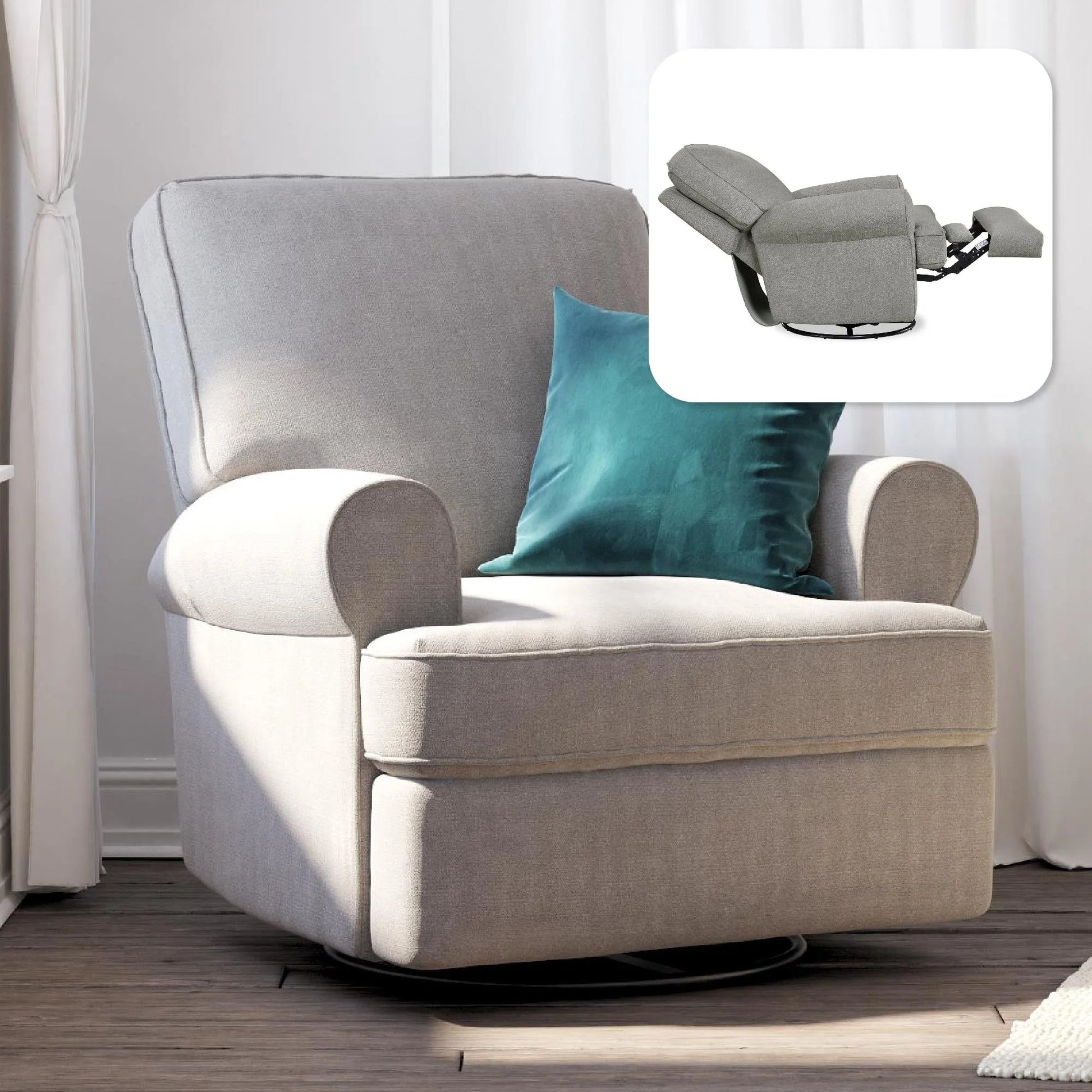 Baby Relax Tiana Nursery Swivel Glider Recliner Chair, Gray