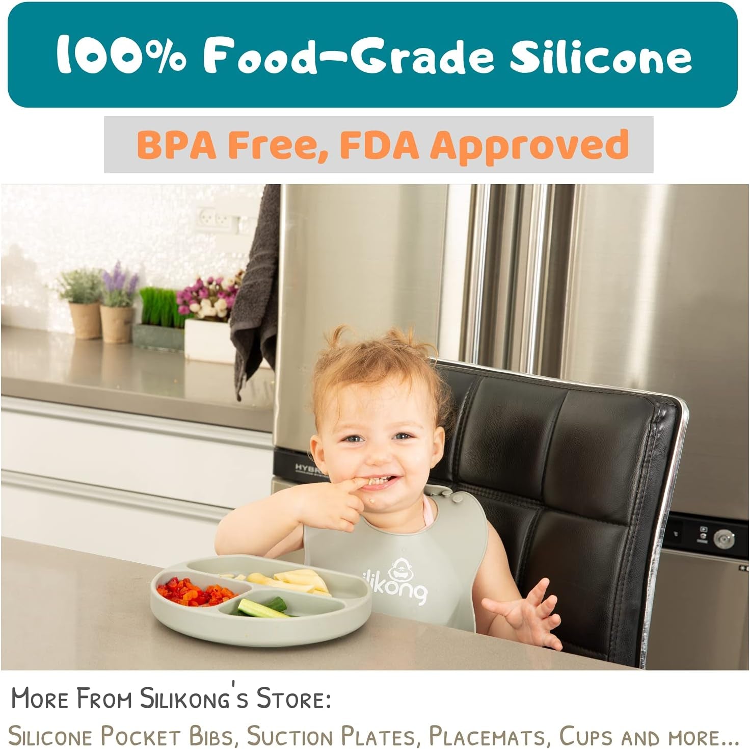 Silicone Baby Feeding Set - BPA Free - Dishwasher, Microwave and Oven Safe