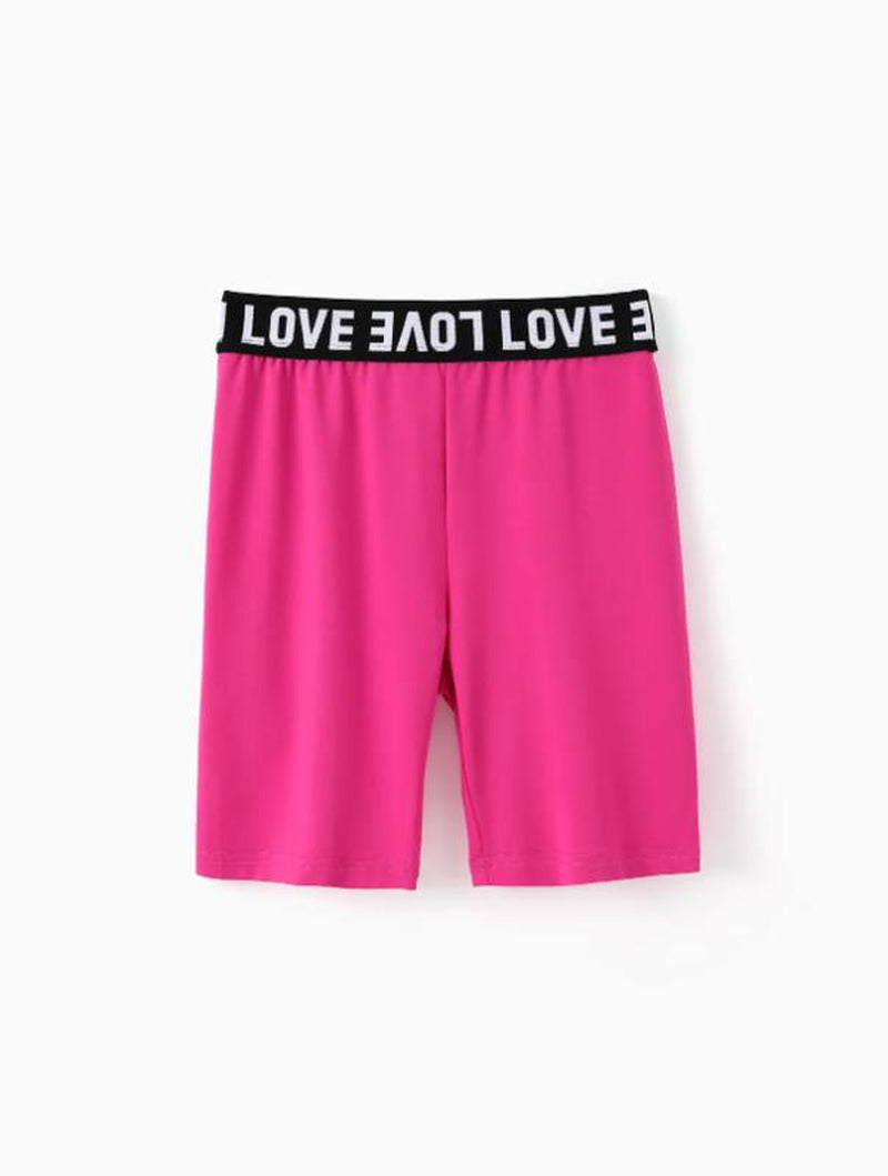 2Pcs Kid Girl Solid Color Tank Top and Letter Print Shorts Sporty Set 536265