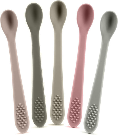 Baby Spoons First Stage Silicone Baby Spoon – Self Feeding Baby Utensils – Infant Spoons First Stage Baby Feeding Spoon - Soft & Gentle on Gums - BPA Free Silicone Baby Spoons Set (Pastel2)