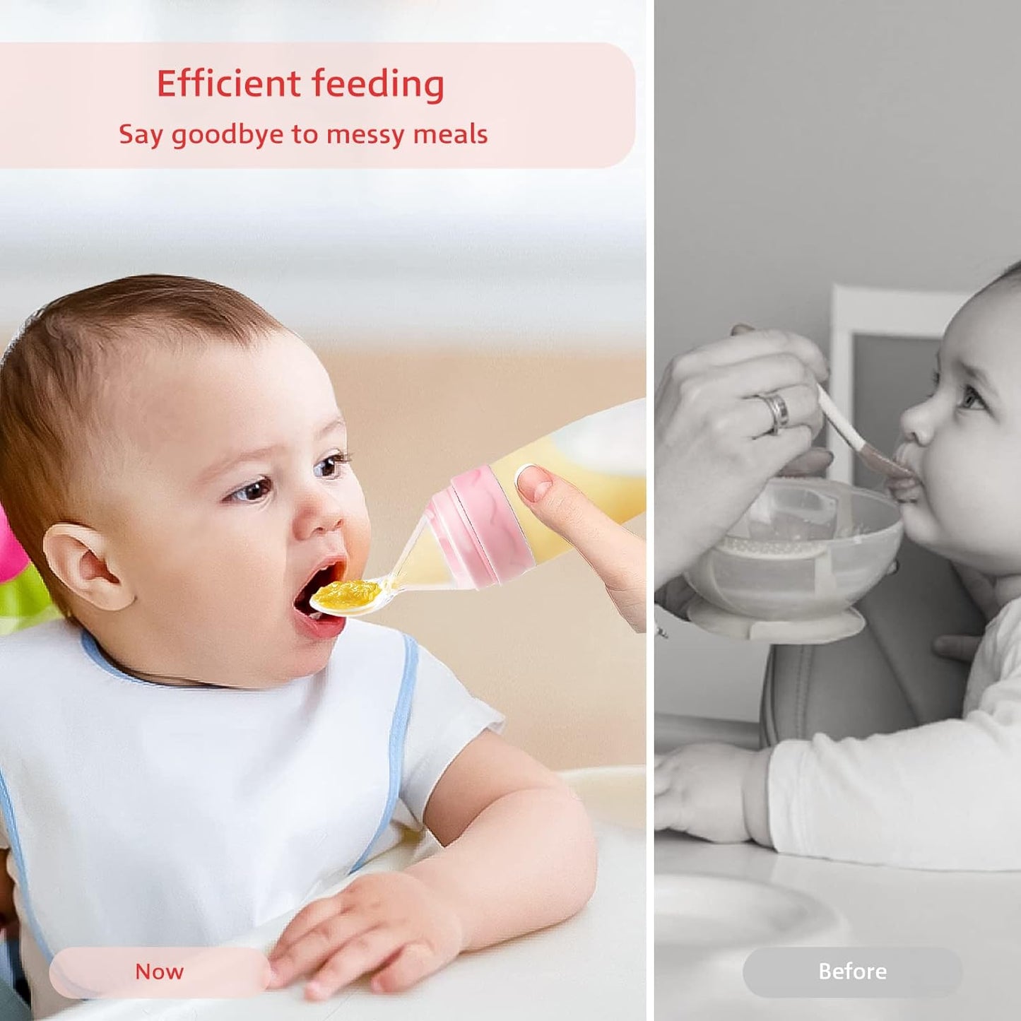 Termichy Baby Food Dispensing Spoon: Squeeze Feeder Dispenser for Baby - Self Feeding Bottle Spoon