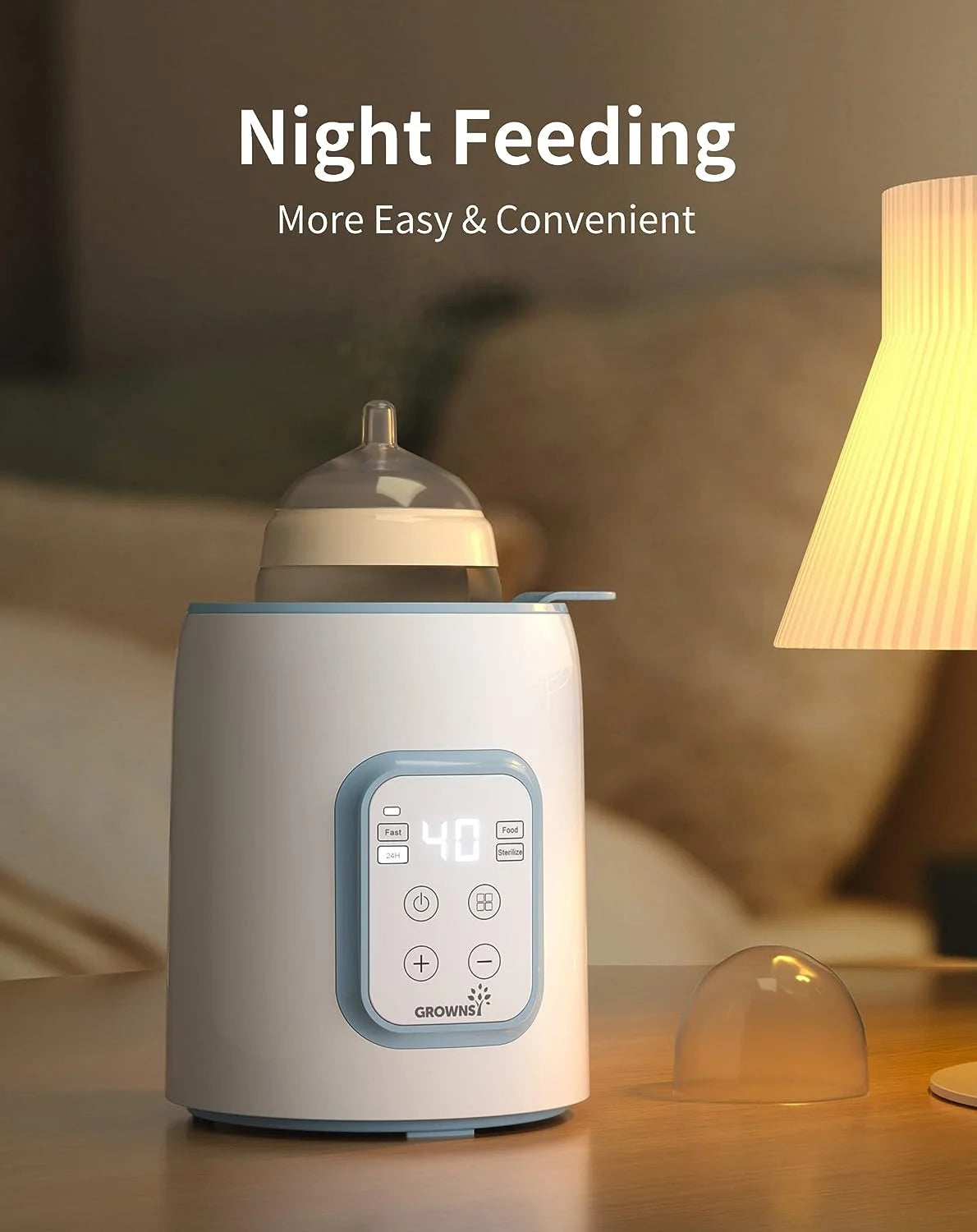 Grownsy Bottle Warmer with Timer for Breastmilk or Formula, Accurate Temperature Control, Fits for All Bottles-Blue