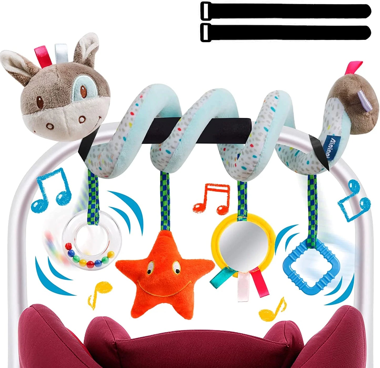 Style-Carry Car Seat Toys, Stroller Toy Baby Spiral Hanging Toys, 0-12 Months Newborn Toys for Stroller Bassinet Crib Baby Carrier