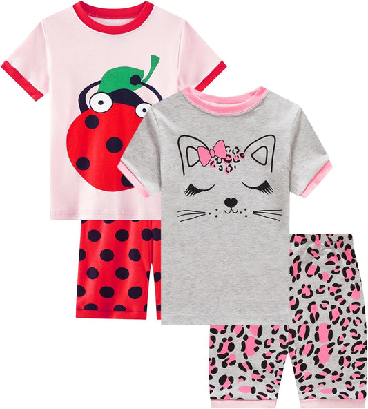 Dolphin&Fish Little Girls Cotton Short Pajamas Summer Kids Clothes Toddler Toddler Pjs Sets