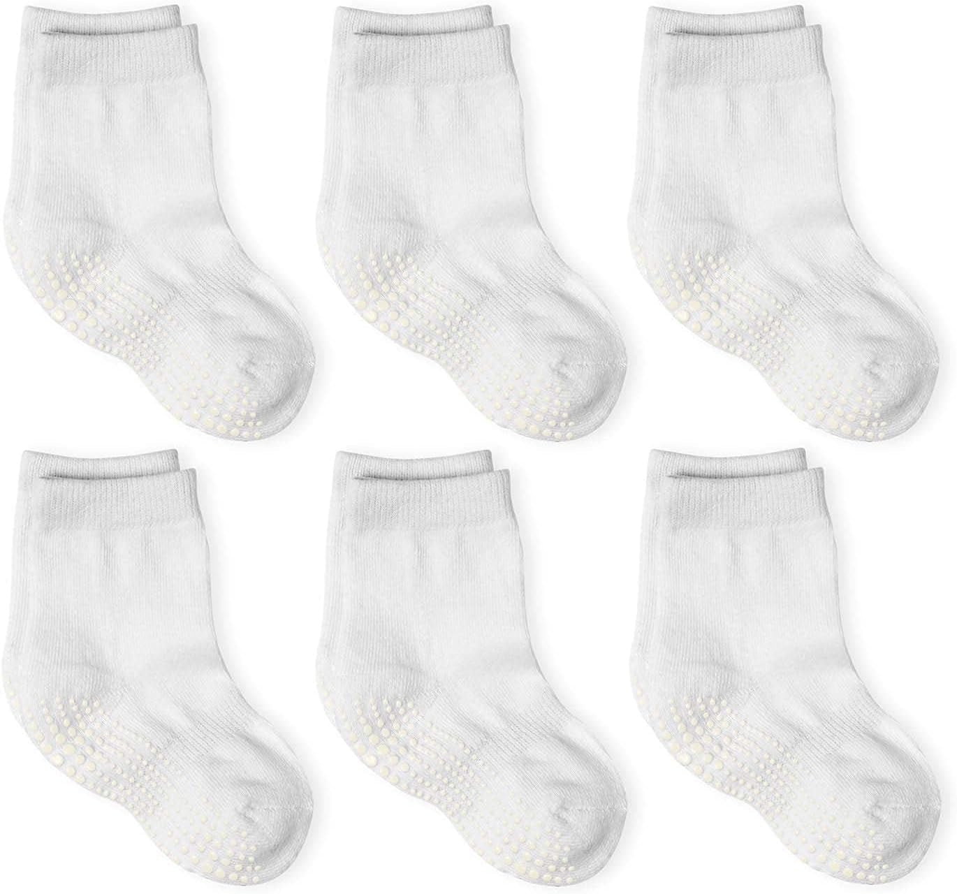 LA ACTIVE Non Slip Grip Ankle Boys and Girls Athletic Crew Socks for Babies Toddlers and Kids