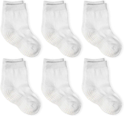 LA ACTIVE Non Slip Grip Ankle Boys and Girls Athletic Crew Socks for Babies Toddlers and Kids