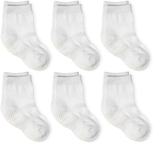 LA ACTIVE Non Slip Grip Ankle Boys and Girls Athletic Crew Socks for Babies Toddlers and Kids