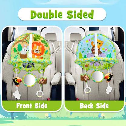 Dr.Rapeti Baby Car Seat Toy for Travel Rear Facing Double Sided Baby Travel Activity Car Seat Entertainment Toy Easy Drive Gift for Newborn Baby Infant 0-12 Month