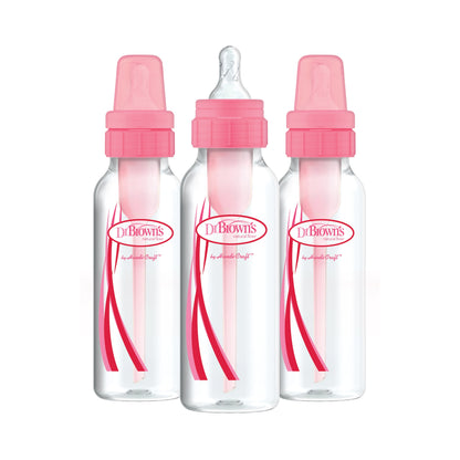 Dr. Brown'S Natural Flow Anti-Colic Baby Bottles -Pink - 8Oz - 3-Pack