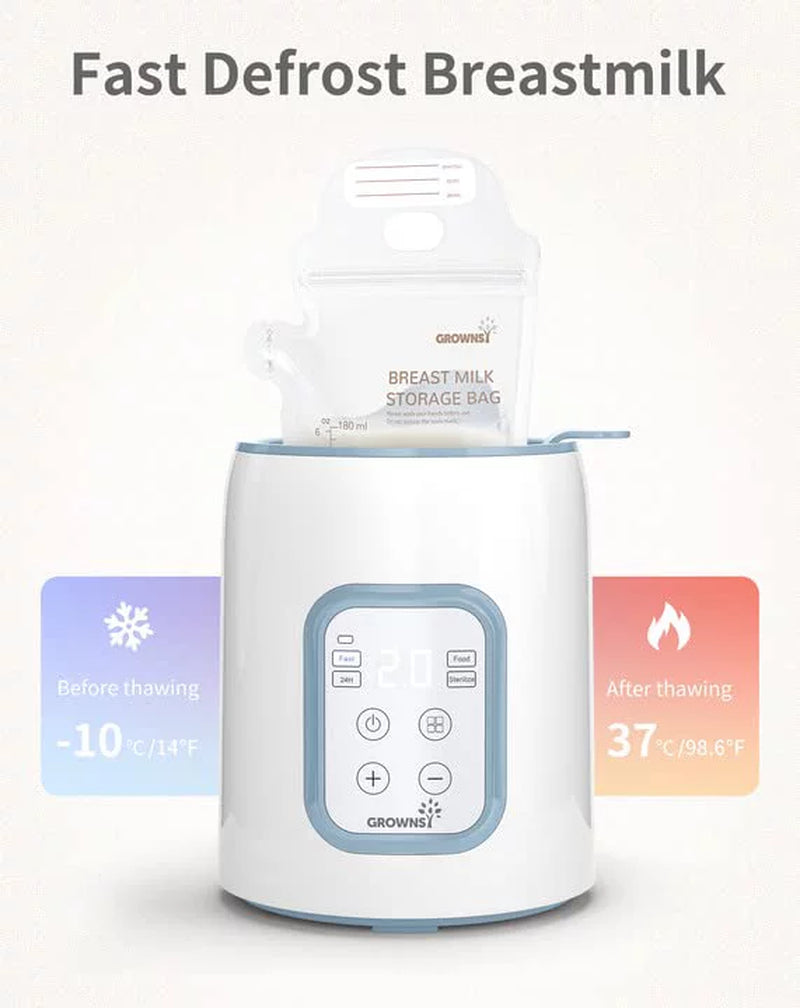 Grownsy Bottle Warmer with Timer for Breastmilk or Formula, Accurate Temperature Control, Fits for All Bottles-Blue