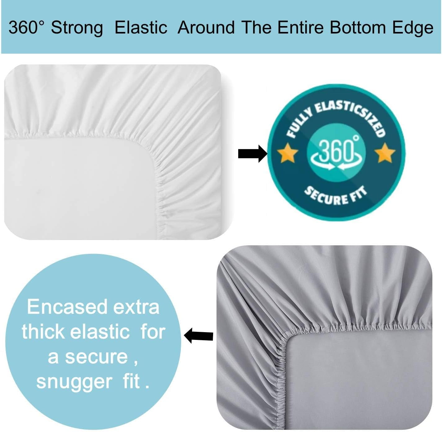 Baby Boy Crib Sheets, 2 Pack Crib Sheets Set White & Grey, Baby Sheets for Crib & Toddler Mattresses, Made of Silky Soft Microfiber, Size 52 X 28 Inches with 8 Inch Pocket for Snug Fit