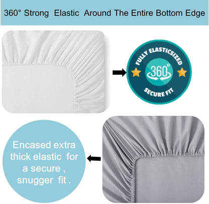 Baby Boy Crib Sheets, 2 Pack Crib Sheets Set White & Grey, Baby Sheets for Crib & Toddler Mattresses, Made of Silky Soft Microfiber, Size 52 X 28 Inches with 8 Inch Pocket for Snug Fit