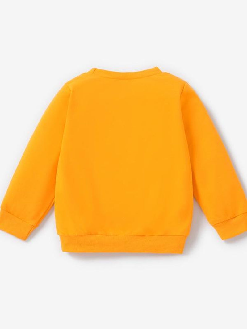 Toddler Girl'S Cartoon Bee & Letter Print round Neck Sweatshirt, Casual Long Sleeve Crew Neck Pullover for Spring & Fall, Kid'S Clothes for Daily Wear