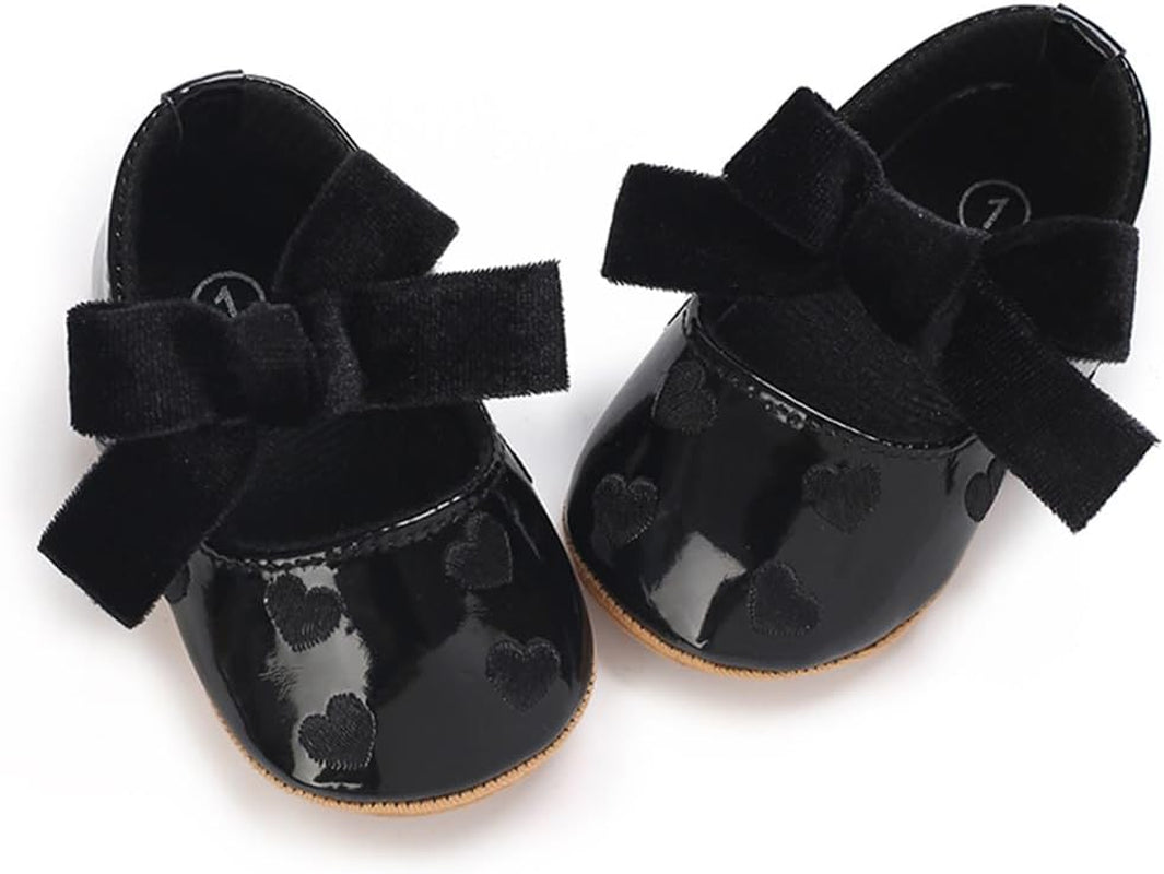 COSANKIM Baby Girls Mary Jane Shoes Soft Sole Infant Shoes Bowknot Princess Wedding Non Slip Toddler First Walker Crib Dress Shoes