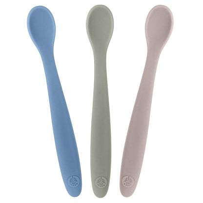 Weesprout Silicone Baby Spoons - First Stage Infant Feeding Utensils with Soft-Tip, Bendable Kitchenware for Parent & Self-Feeding, Ultra-Durable, Dishwasher Safe, Travel Case, Set of 3