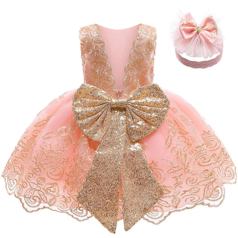 Girl Kid 0-2Y Princess Dress for New Year Wedding, Birthday, Party, Baptism, Christmas