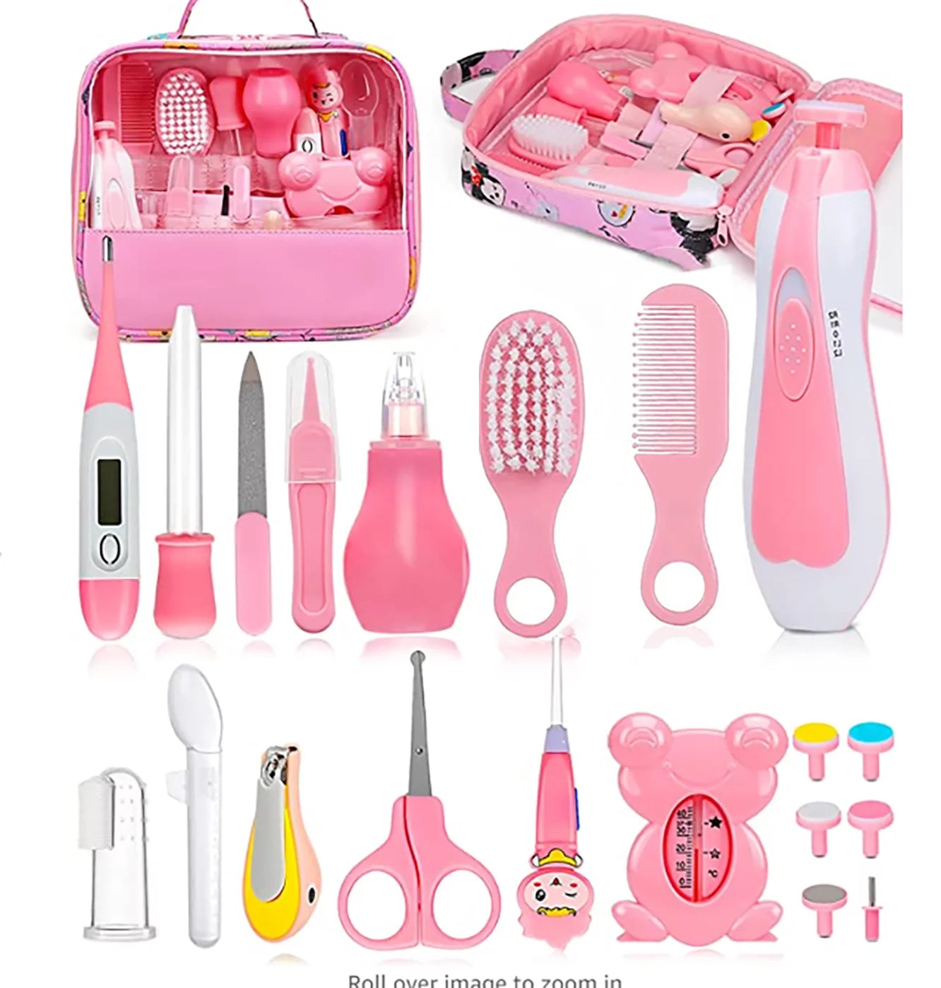 Baby Grooming Kit, 20 in 1 Newborn Baby Essentials for Newborn Infant Toddlers, Pink