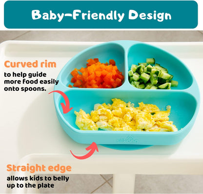 Silicone Baby Feeding Set - BPA Free - Dishwasher, Microwave and Oven Safe
