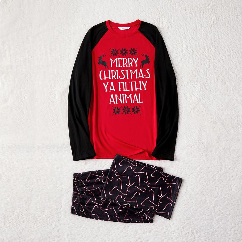Patpat Christmas Letter Print Family Matching Pajamas Sets (Flame Resistant) 462476