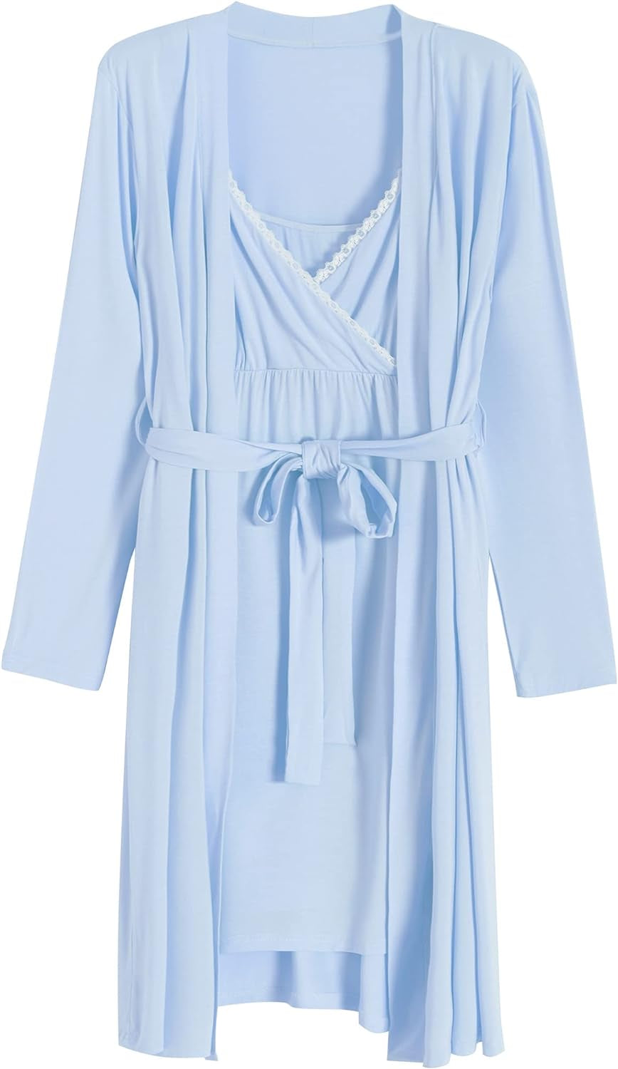 Latuza Women'S Viscose Nursing Nightgown and Robe Set