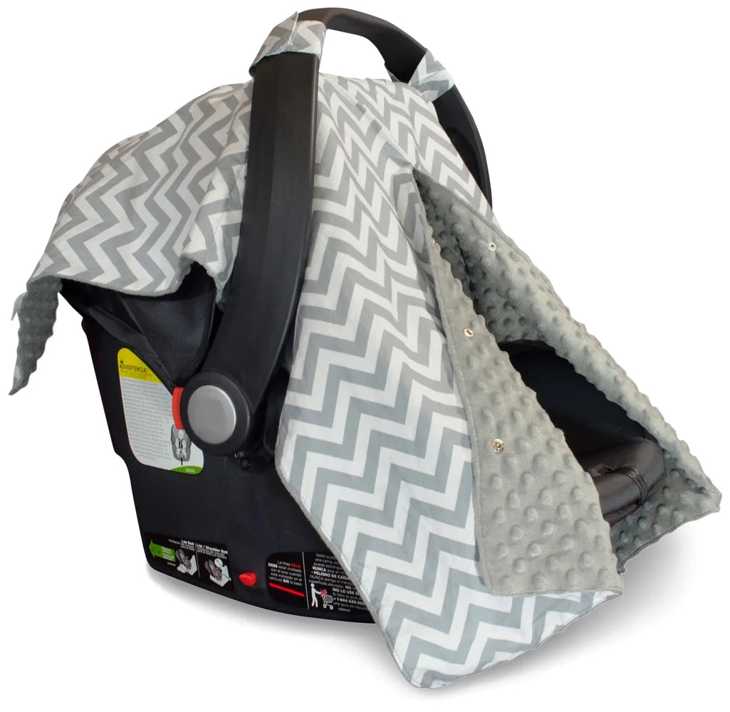 Kids N' Such Peekaboo Baby Car Seat Canopy Infant Carrier Cover for Travel, Chevron & Gray