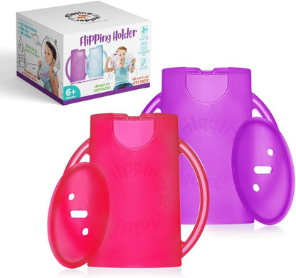 Squeeze Proof Food Pouch Holder for Toddlers, Babies, Kids, Mess Free No Squeeze Juice Box Drink and Applesauce Snack Holder with Easy Grip Handles and Lid