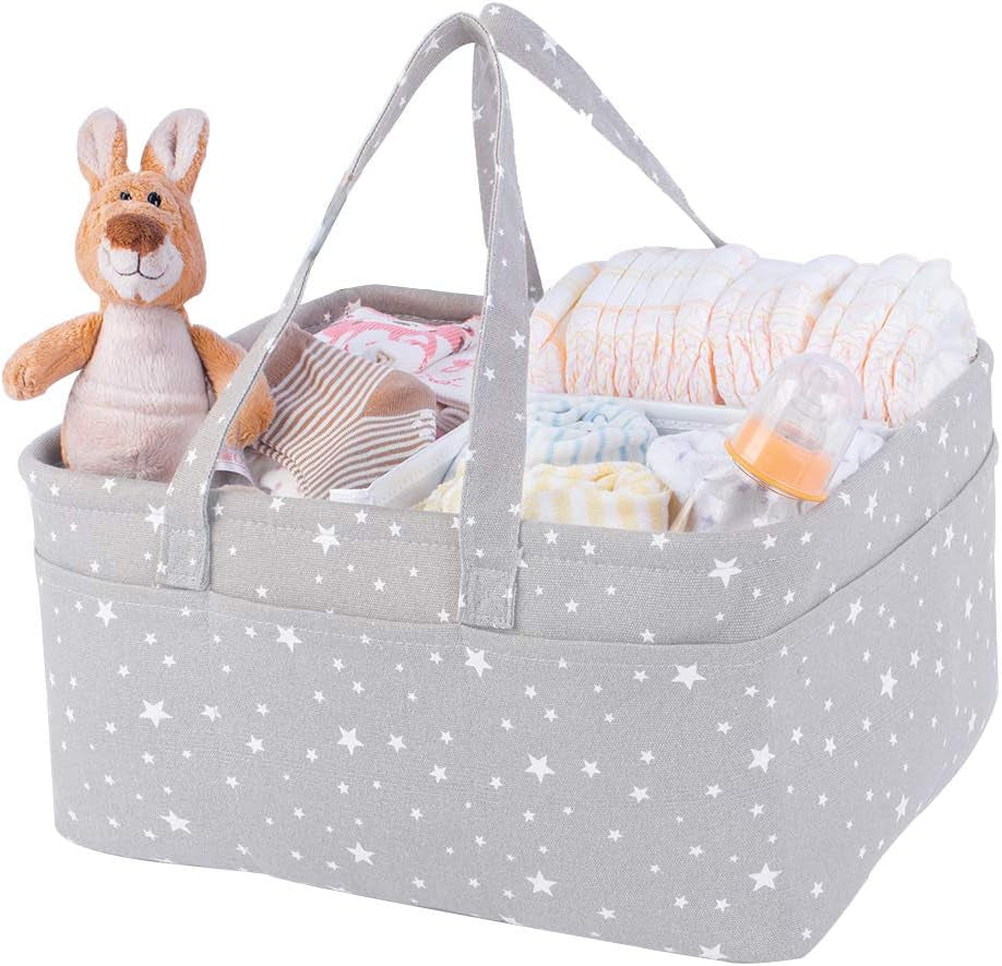 Baby Diaper Caddy Large Collapsible Nursery Organizer Storage Basket for Boy Girl Portable Holder Tote Bag for Changing Table Car Travel Registry Newborn Essentials Must Have Items