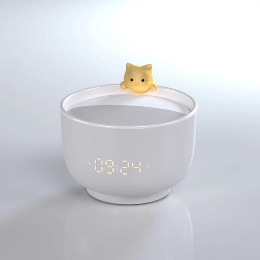 Cute Cat Alarm Clock for Kids,Toddler Alarm Clock for Bedroom, Kawaii Room Decor Clock for Girls, Hello Kitty Alarm Clock with USB Charger, for Gentle Wake Up, White