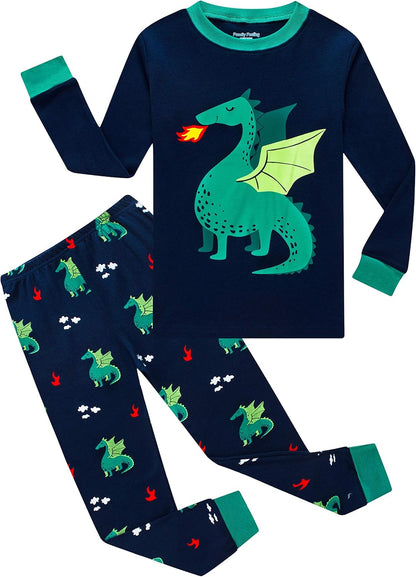 Family Feeling Kids & Toddler Boys Pajamas 2 Piece Pjs Set 100% Cotton Sleepwear