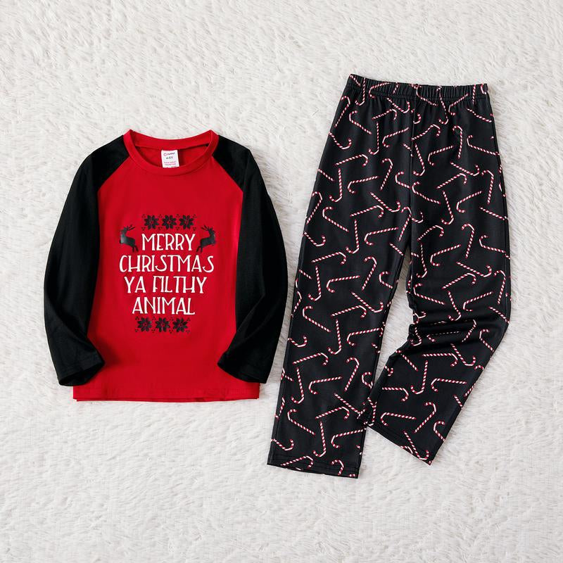 Patpat Christmas Letter Print Family Matching Pajamas Sets (Flame Resistant) 462476