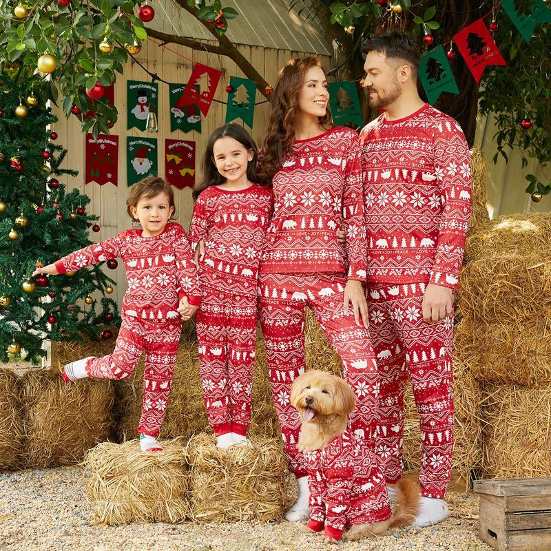 Patpat Traditional Christmas Print Family Matching Pajamas Sets (Flame Resistant) 466732