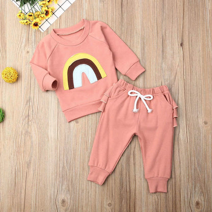 Newborn Baby Girls Clothes Cotton Suit Cute Baby Kid Infant Toddler Play Wear Rainbow Outfits