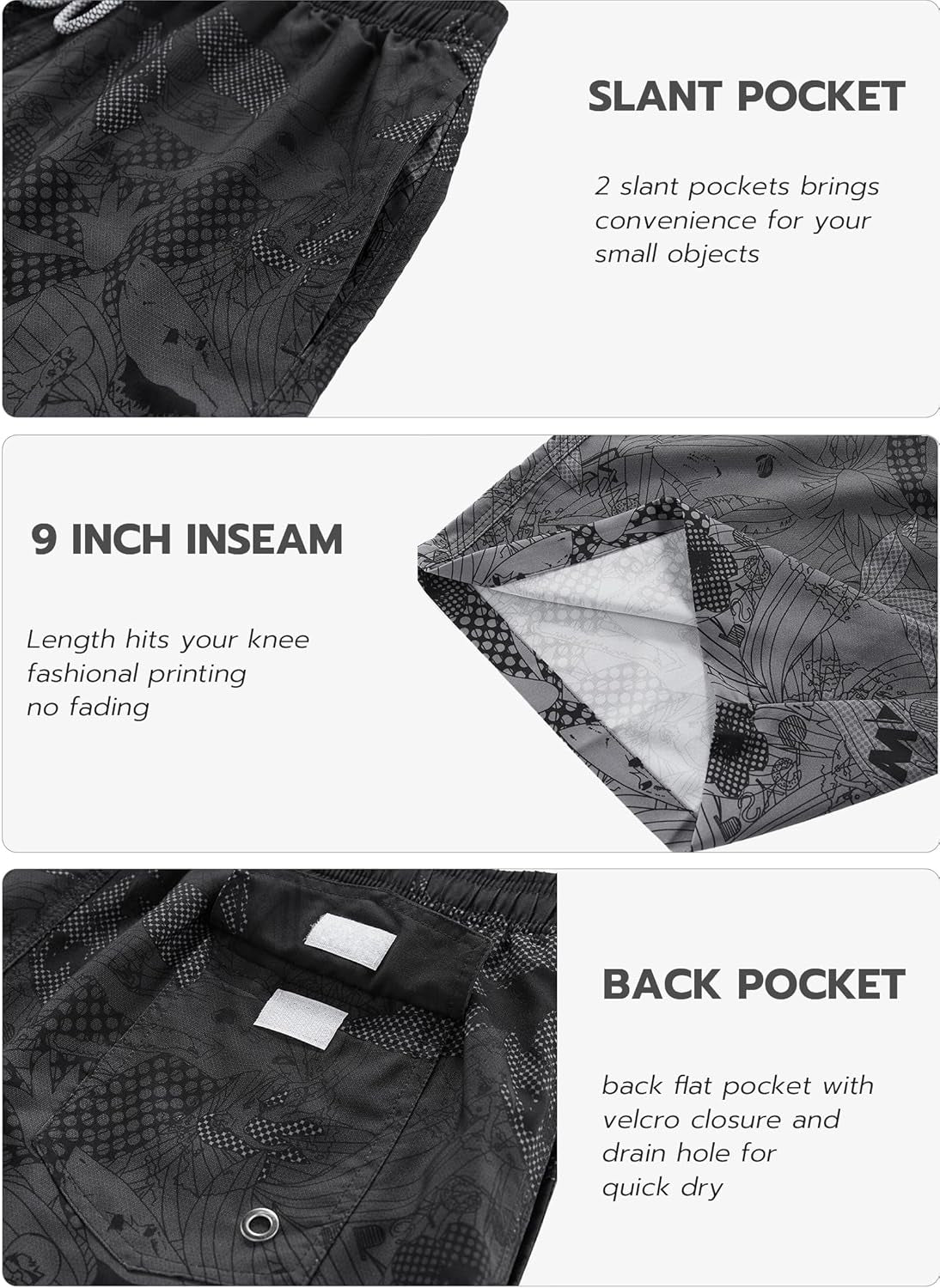 APTRO Men'S Swim Trunks 9" Quick Dry Bathing Suit Big & Tall Beach Swimsuits