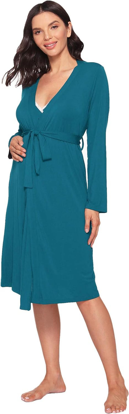 Latuza Women'S Viscose Nursing Nightgown and Robe Set