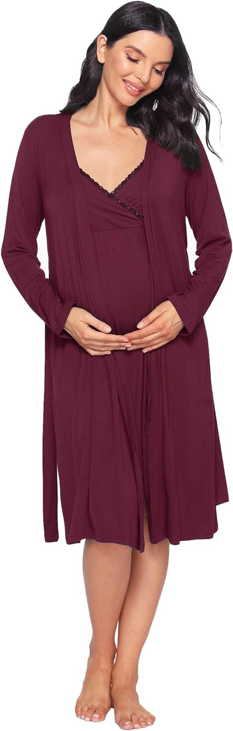 Latuza Women'S Viscose Nursing Nightgown and Robe Set