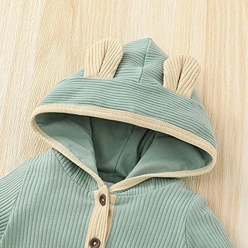 Newborn Baby Girl Boy Hooded Romper Unisex Baby Knitted Jumpsuit Infant Kids Solid Outfits Baby Girl Boy Jumpsuit