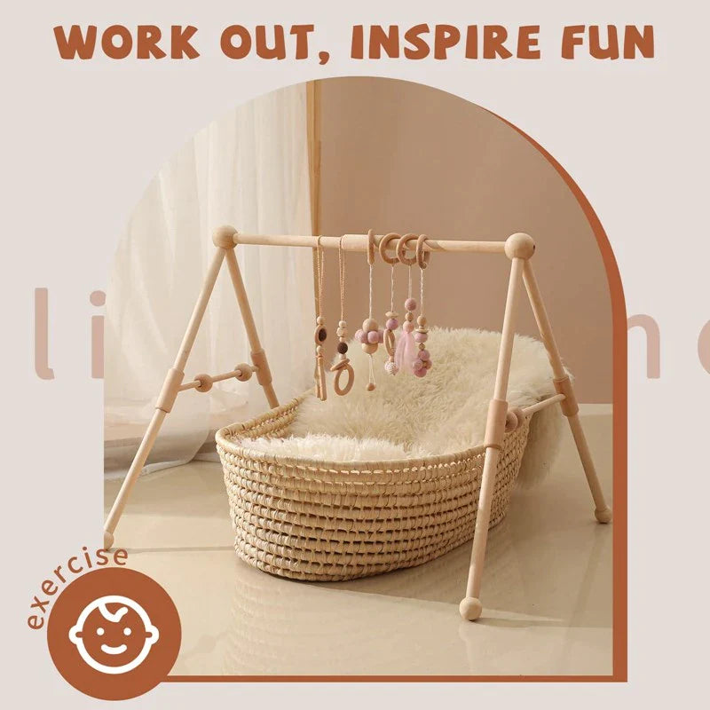 1Set Play Gym Frame Baby Activity Wooden Fitness Frames Play Gym Mobile Baby Room Decoration Newborn Baby Accessories Rattle Toy