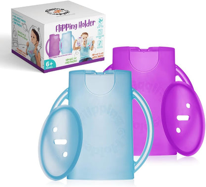 Squeeze Proof Food Pouch Holder for Toddlers, Babies, Kids, Mess Free No Squeeze Juice Box Drink and Applesauce Snack Holder with Easy Grip Handles and Lid