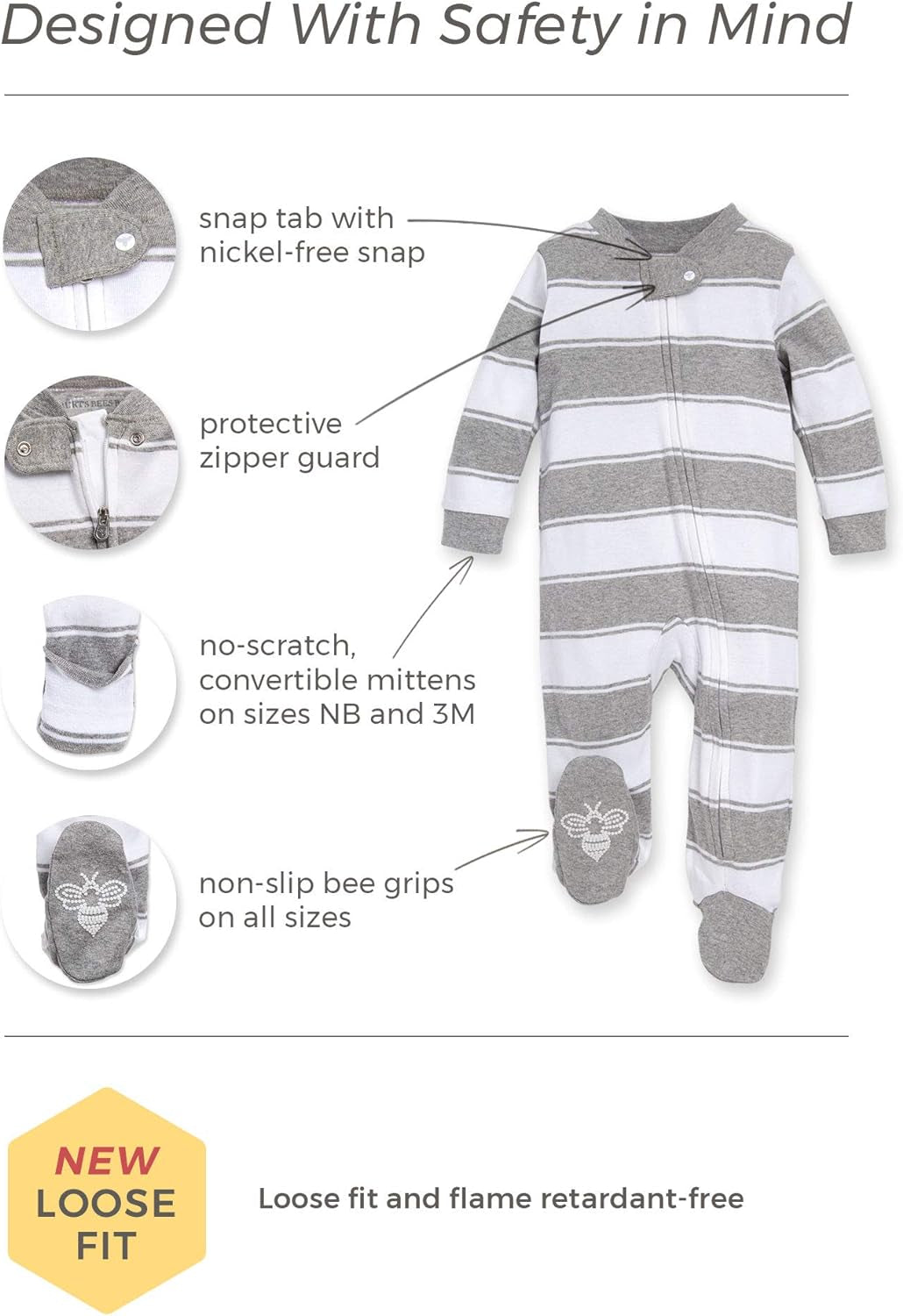 Burt'S Bees Baby Boys' Sleep and Play Pjs, 100% Organic Cotton One-Piece Zip Front Romper Jumpsuit Pajamas
