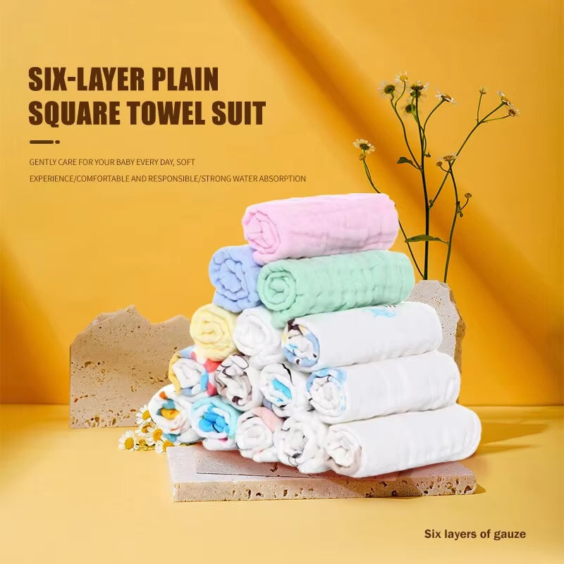 5 Pcs 30X30Cm Cotton Soft Baby Towels Baby Face Towel Handkerchief Bathing Feeding Face Washcloth Wipe Burp Cloth