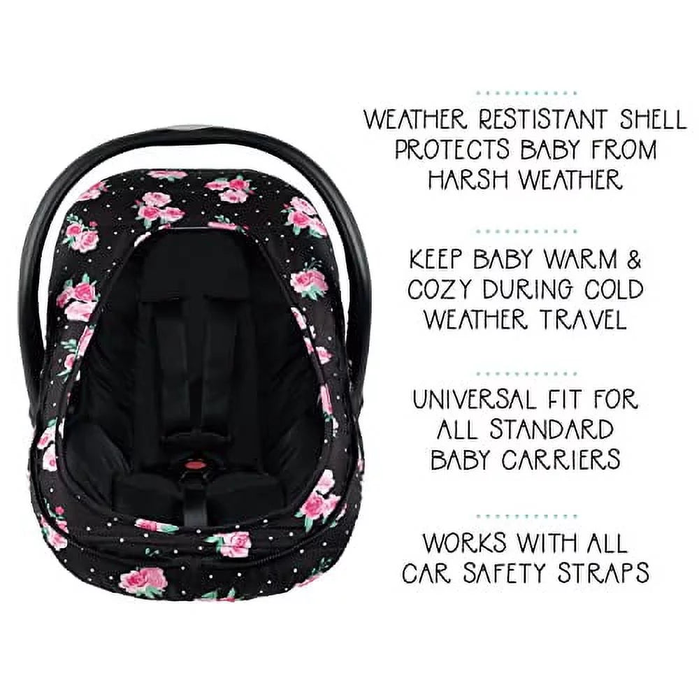 The Peanutshell Car Seat Cover, Winter Carseat, Canopy Car Seat Cover Baby Girls, Floral Rose