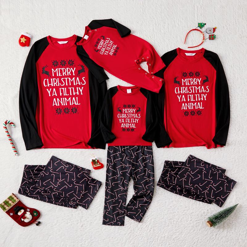 Patpat Christmas Letter Print Family Matching Pajamas Sets (Flame Resistant) 462476