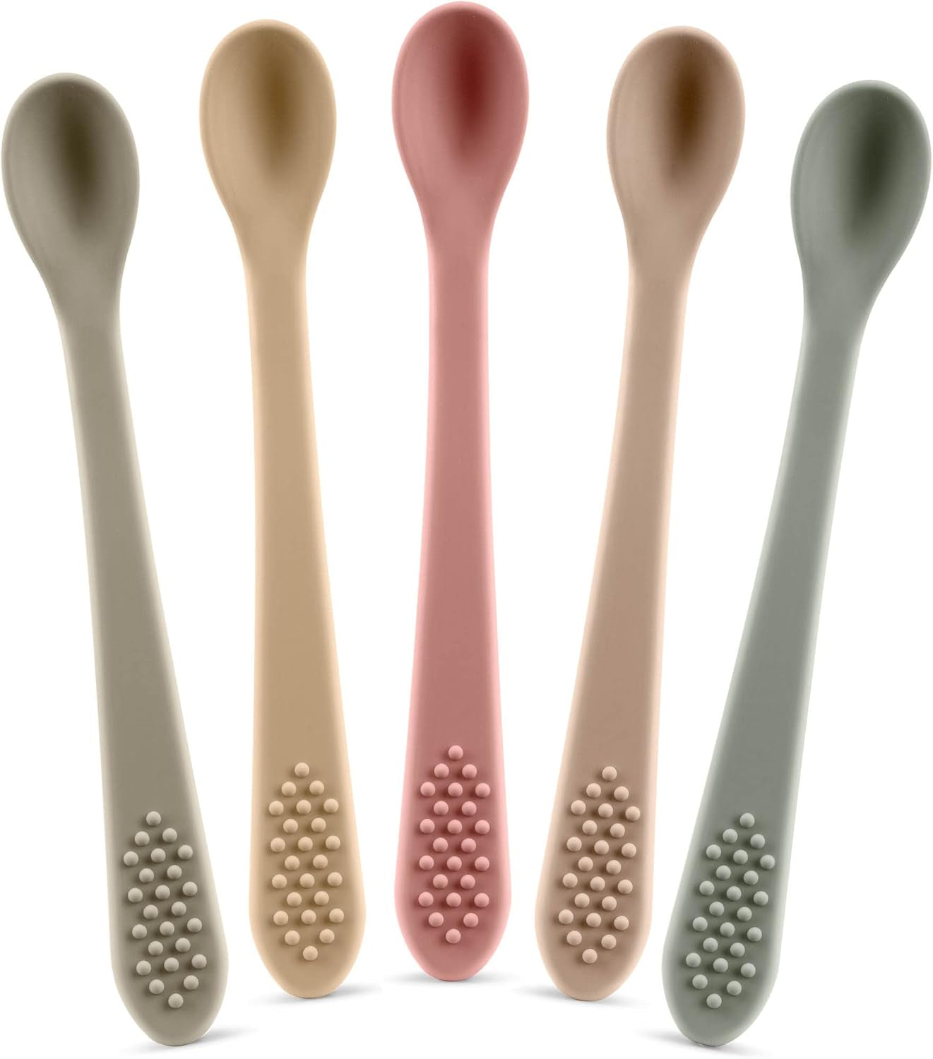 Baby Spoons First Stage Silicone Baby Spoon – Self Feeding Baby Utensils – Infant Spoons First Stage Baby Feeding Spoon - Soft & Gentle on Gums - BPA Free Silicone Baby Spoons Set (Pastel2)
