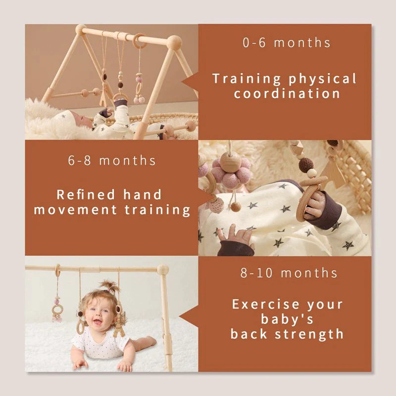 1Set Play Gym Frame Baby Activity Wooden Fitness Frames Play Gym Mobile Baby Room Decoration Newborn Baby Accessories Rattle Toy