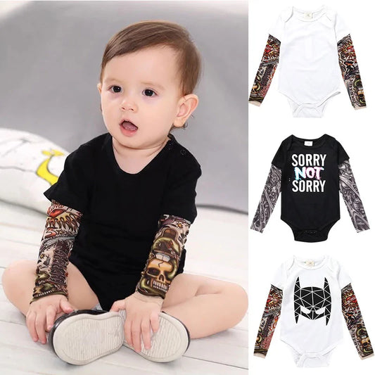 Baby Romper Long Sleeve Tattoo Print