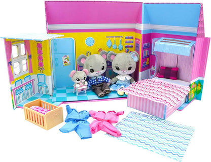 Tiny Tukkins Deluxe Playhouse Set with Mini Mouse Family-Play Set for Girls & Toddlers Includes Mom, Dad, and Baby Stuffed Animal Mouse- Made from Kid-Friendly, Safe Materials